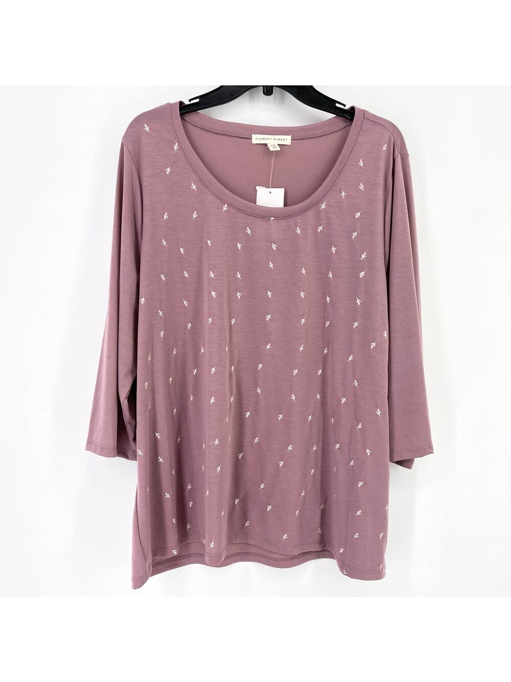 Farmers Market Boho Floral Embroidered Shirt Womens Plus Size 2X Orchid Purple